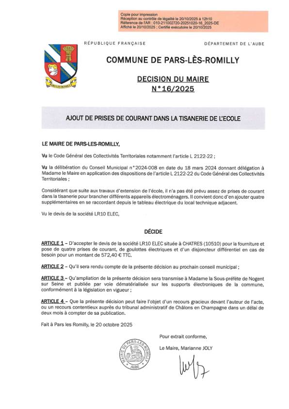 16.2025 AJOUT DE PRISES DE COURANT DANS LA TISANERIE DE L’ ECOLE